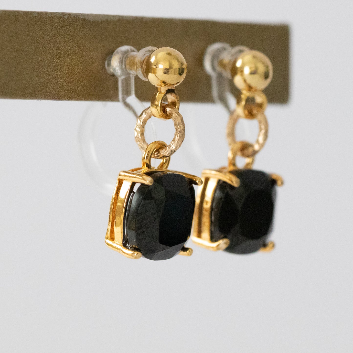 【ピアス/イヤリング】宝石質AAAブラックスピネル スクエアピアス