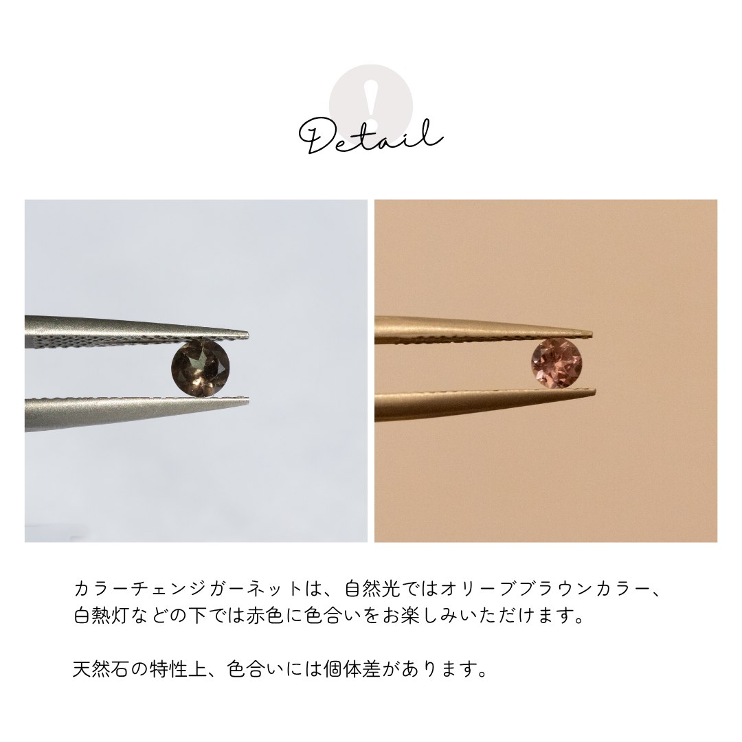 【神秘の輝き】宝石質カラーチェンジガーネット ラウンドリング(Silver925 18kgp)