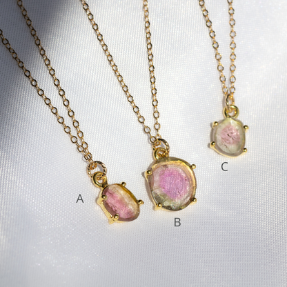 【3点限定】1点もの天然バイカラートルマリンネックレス（14kgf)