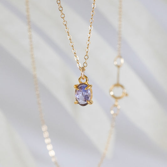【数量限定】宝石質AAAタンザナイト オーバルネックレス（14kgf）