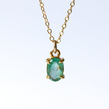 【数量限定】宝石質AAAザンビア産エメラルド オーバルネックレス（14kgf）