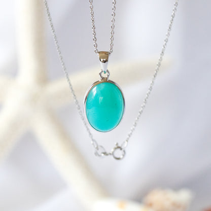 【1点もの】宝石質アマゾナイト 大粒オーバルネックレス（Silver925）