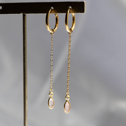 【ピアス／イヤリング】ピンクエピドート チェーンピアス
