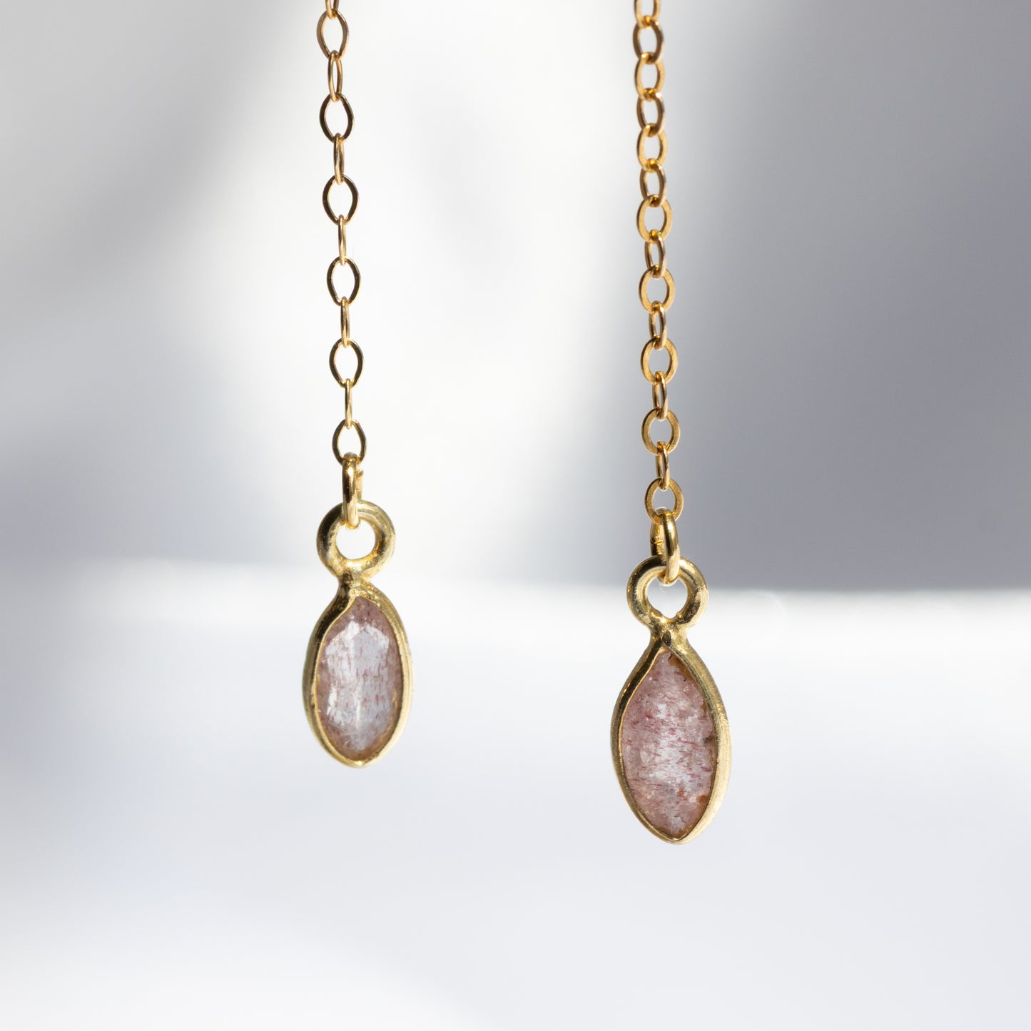 【ピアス／イヤリング】ピンクエピドート チェーンピアス