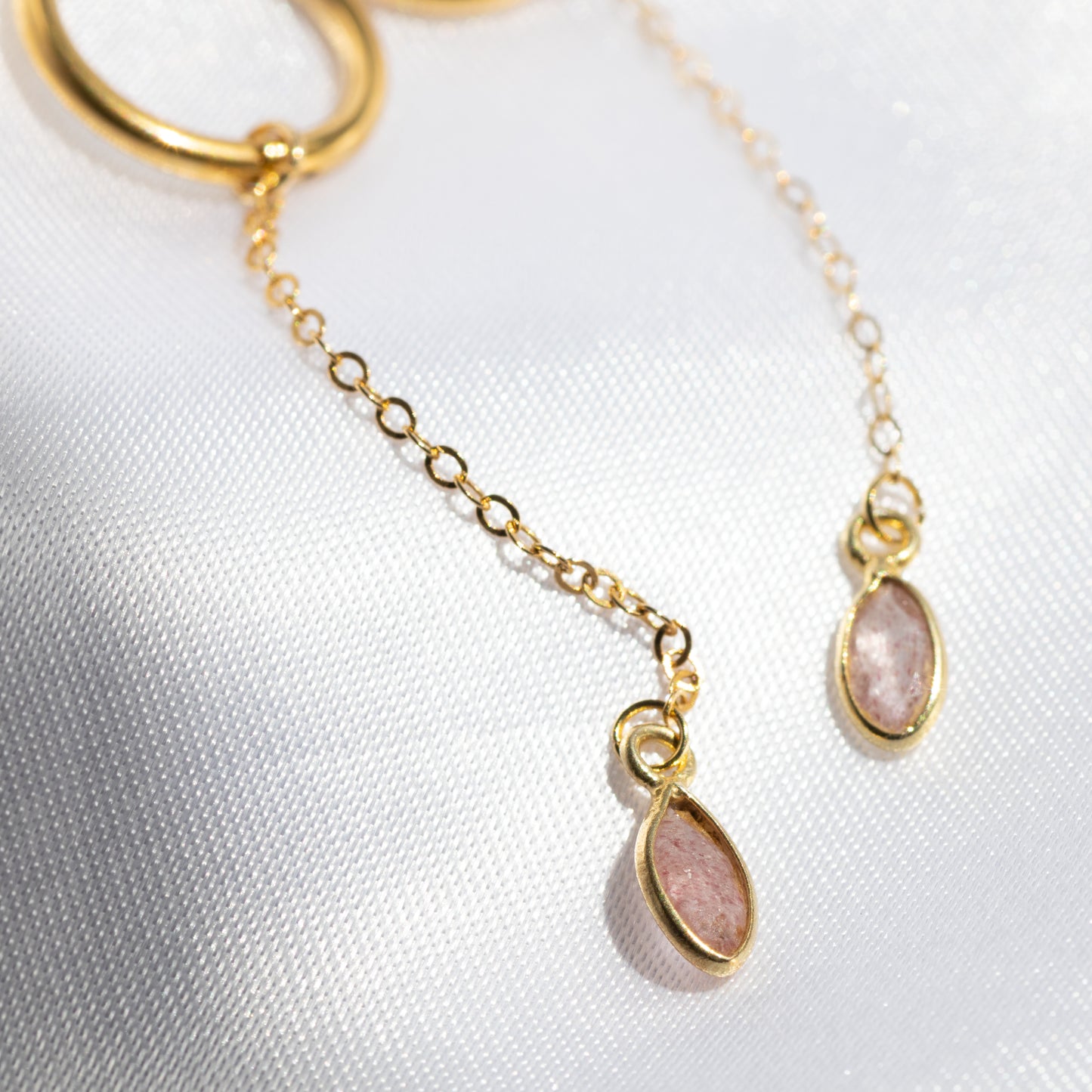 【ピアス／イヤリング】ピンクエピドート チェーンピアス