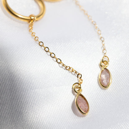 【ピアス／イヤリング】ピンクエピドート チェーンピアス
