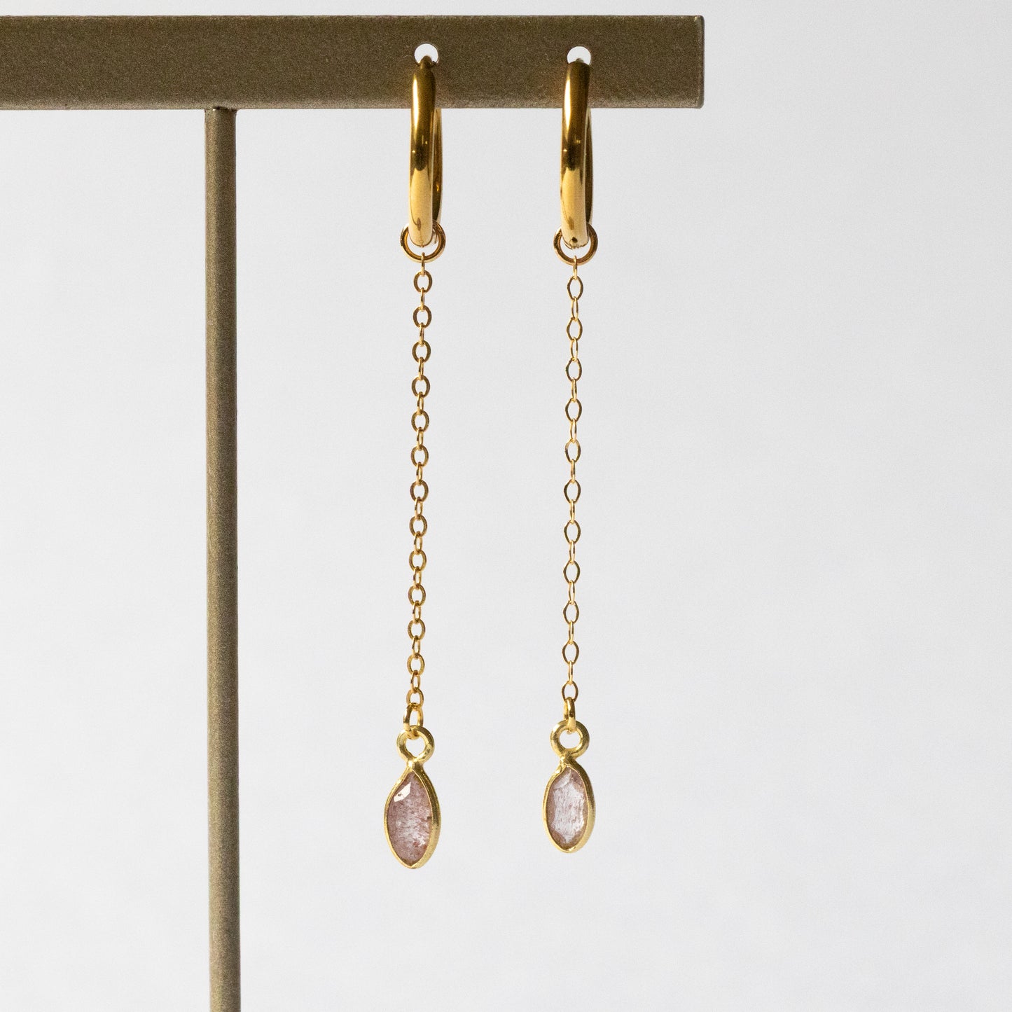【ピアス／イヤリング】ピンクエピドート チェーンピアス