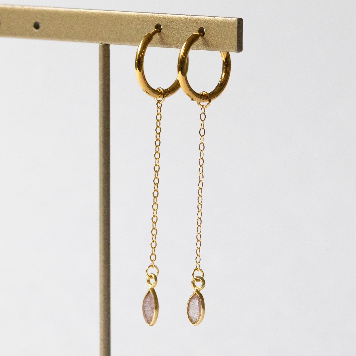 【ピアス／イヤリング】ピンクエピドート チェーンピアス