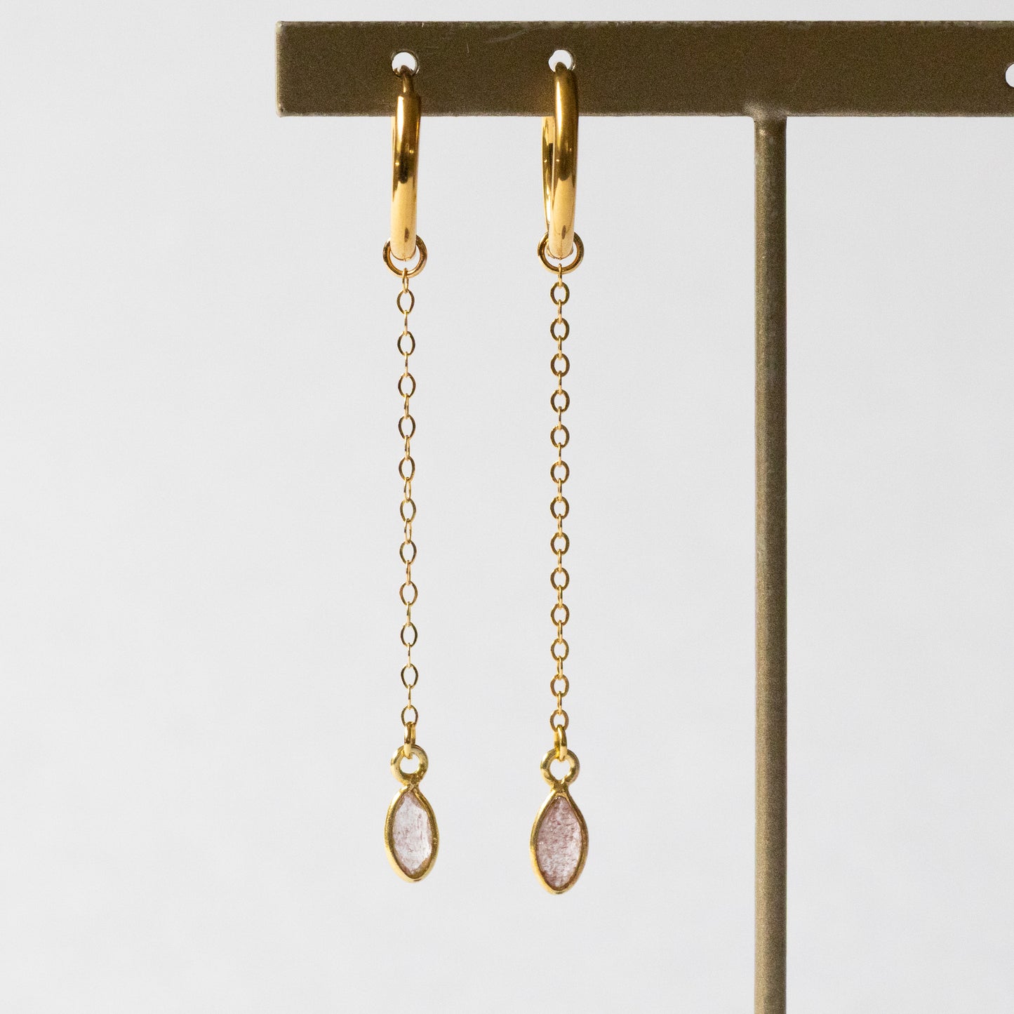 【ピアス／イヤリング】ピンクエピドート チェーンピアス
