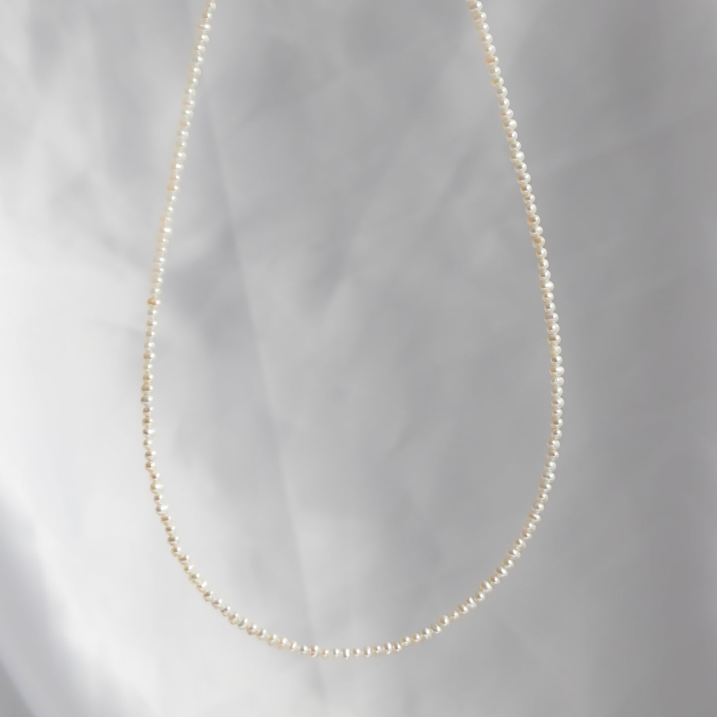 【上品ホワイト】淡水パール マンテルショートネックレス（Silver925 18kgp）