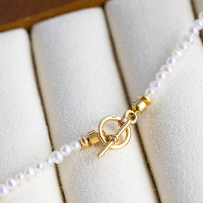 【上品ホワイト】淡水パール マンテルショートネックレス（Silver925 18kgp）