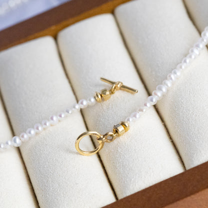 【上品ホワイト】淡水パール マンテルショートネックレス（Silver925 18kgp）