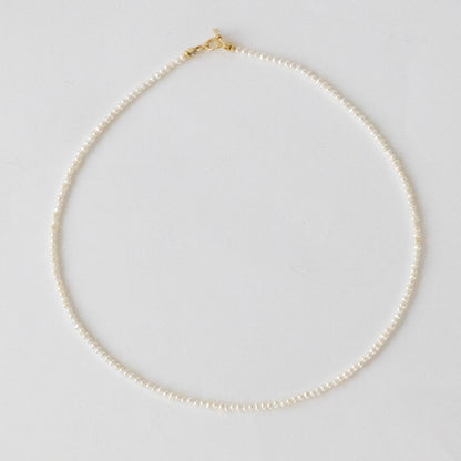 【上品ホワイト】淡水パール マンテルショートネックレス（Silver925 18kgp）