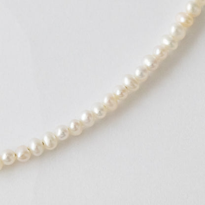 【上品ホワイト】淡水パール マンテルショートネックレス（Silver925 18kgp）