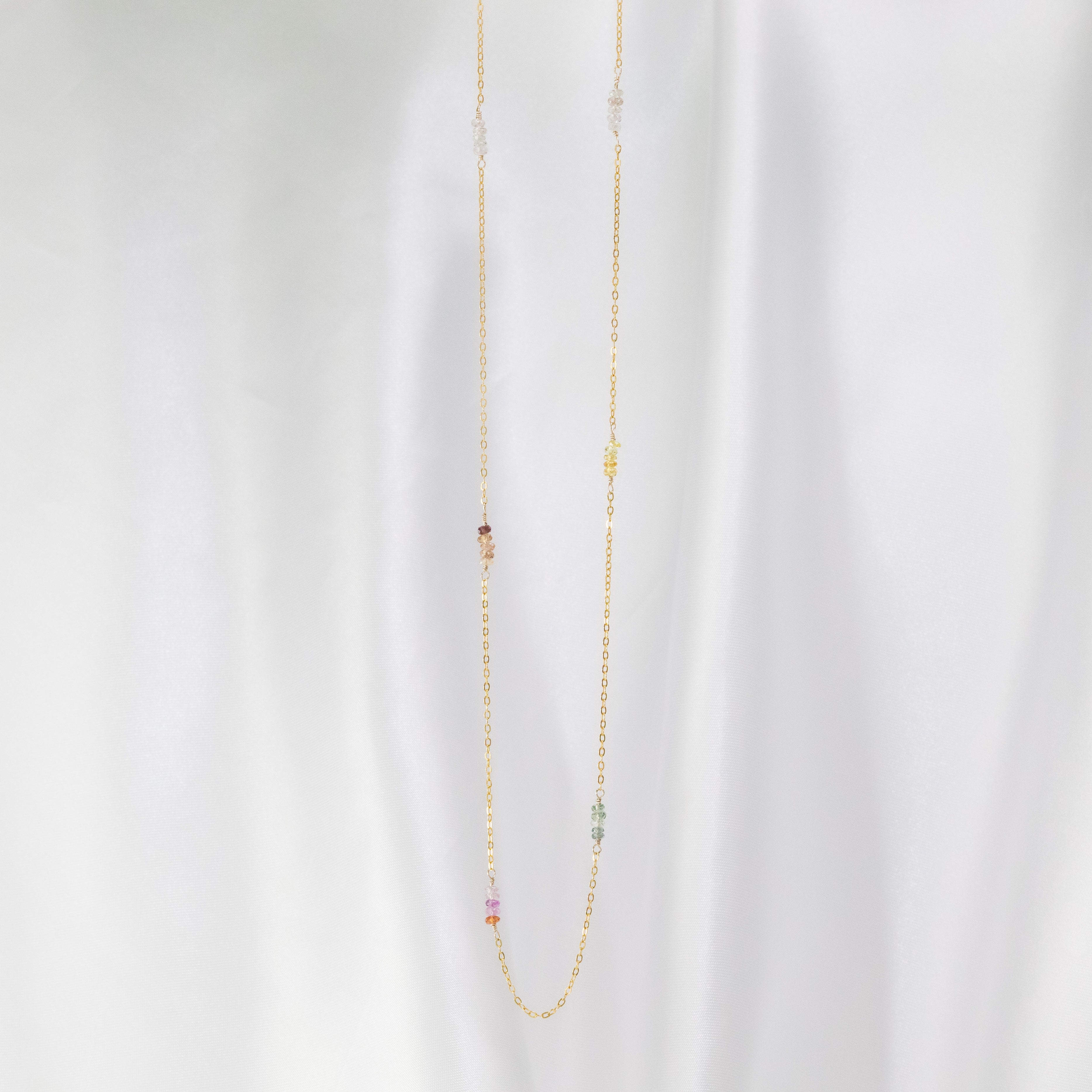 14kgfネックレス】宝石質マルチカラーサファイアネックレス – Stream