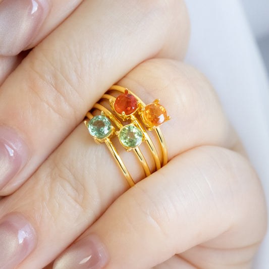 【数量限定】宝石質AAAマルチカラーサファイア ラウンドリング（Silver925 18KGP）