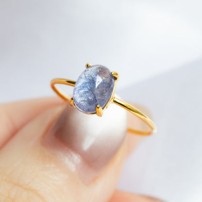 【クラシカル】宝石質タンザナイト オーバルリング（Silver925 18kgp）