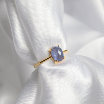 【クラシカル】宝石質タンザナイト オーバルリング（Silver925 18kgp）