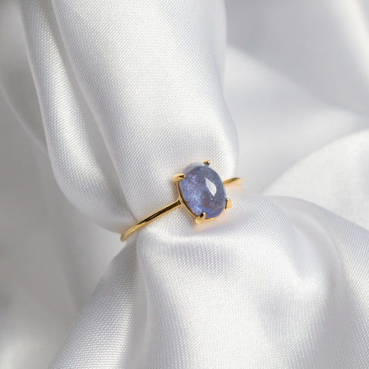 【クラシカル】宝石質タンザナイト オーバルリング（Silver925 18kgp）