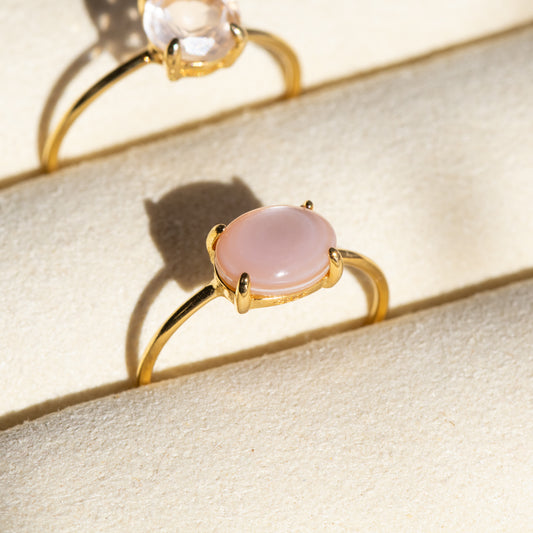 【上質】ピンクシェル オーバルリング(Silver925 18kgp)