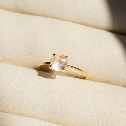 【愛の石】宝石質AAAローズクォーツ ラウンドリング（Silver925 18kgp）