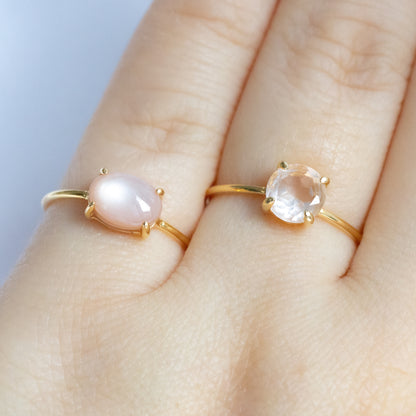 【愛の石】宝石質AAAローズクォーツ ラウンドリング（Silver925 18kgp）