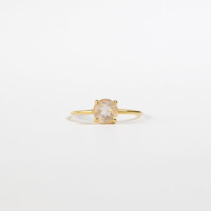 【愛の石】宝石質AAAローズクォーツ ラウンドリング（Silver925 18kgp）