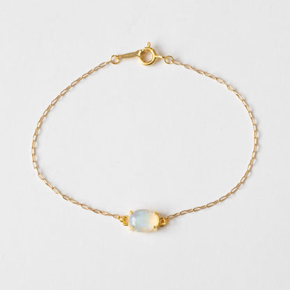 【14kgfチェーン】宝石質エチオピアンウォーターオパール オーバルブレスレット