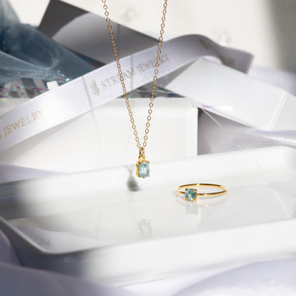【2点セット】天然ブルージルコン リング＆ネックレス（Holiday collection2025）
