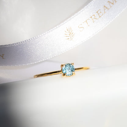 【Holiday collection】天然ブルージルコン ラウンドリング（Silver925 18kgp）