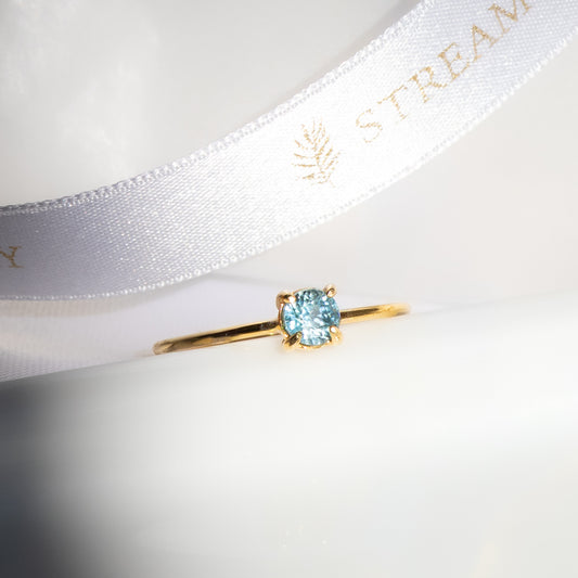 【Holiday collection】天然ブルージルコン ラウンドリング（Silver925 18kgp）