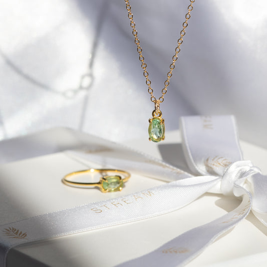 【2点セット】希少グリーンカイヤナイト リング＆ネックレス（Holiday collection2025）