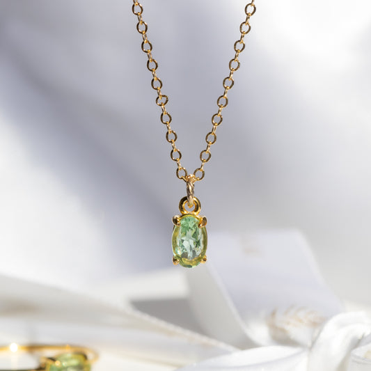 【Holiday collection】宝石質AAAグリーンカイヤナイト ネックレス（14kgfチェーン）