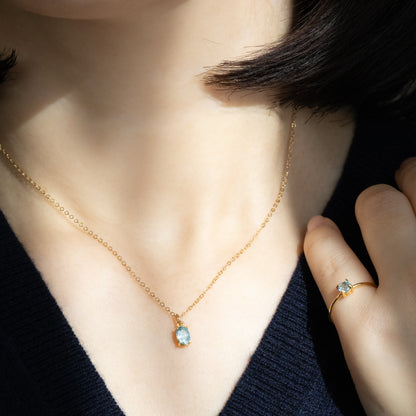 【2点セット】天然ブルージルコン リング＆ネックレス（Holiday collection2025）