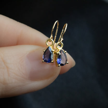 【ピアス／イヤリング】宝石質AAAアイオライト ペアシェイプピアス