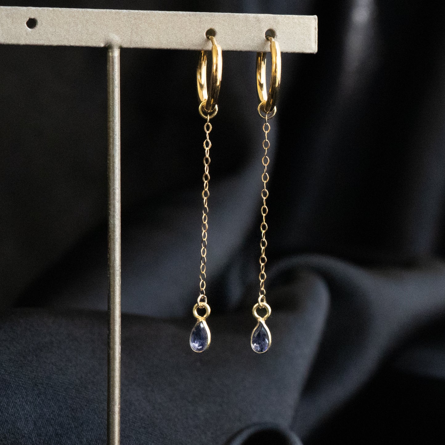 【ピアス／イヤリング】アイオライト チェーンピアス