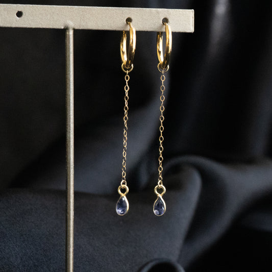 【ピアス／イヤリング】アイオライト チェーンピアス
