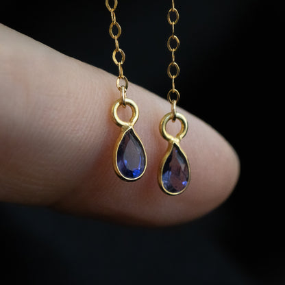 【ピアス／イヤリング】アイオライト チェーンピアス