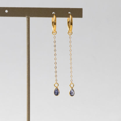 【ピアス／イヤリング】アイオライト チェーンピアス