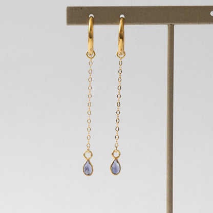 【ピアス／イヤリング】アイオライト チェーンピアス