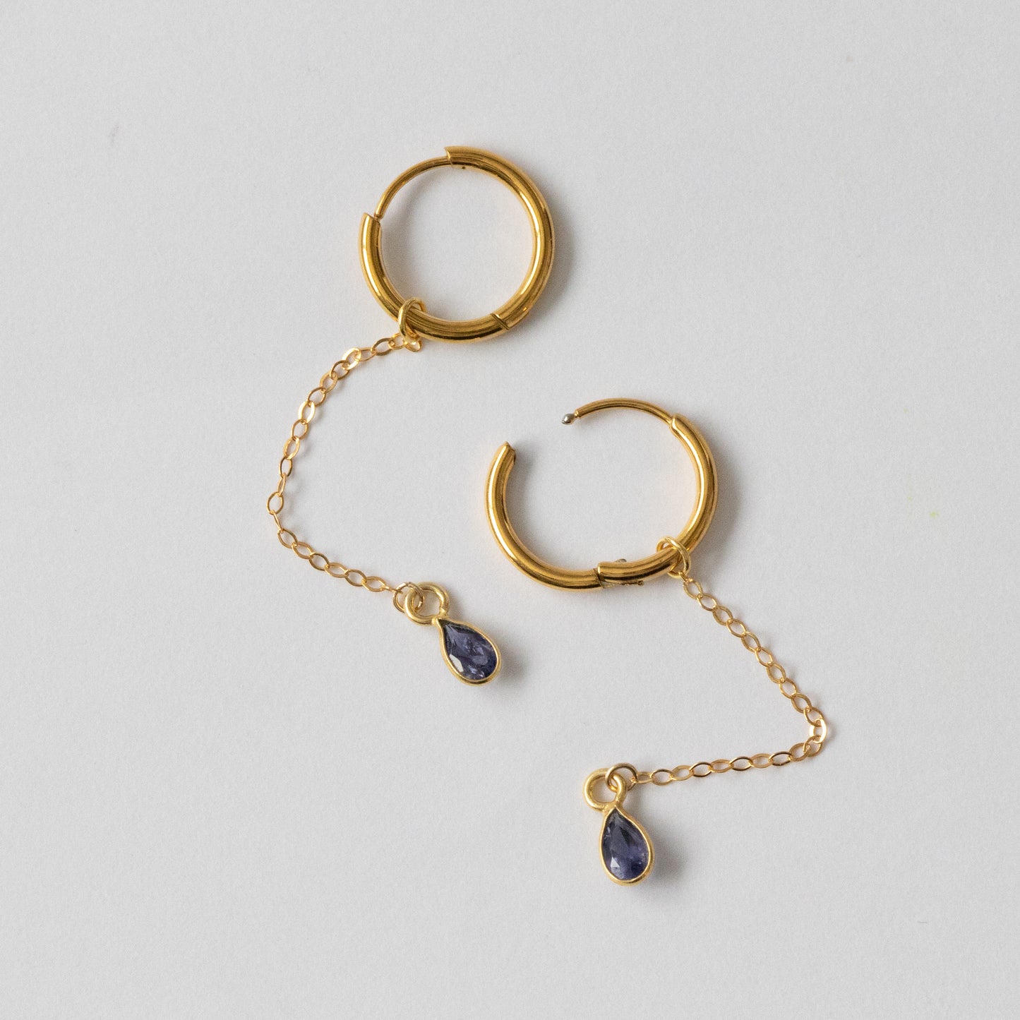 【ピアス／イヤリング】アイオライト チェーンピアス