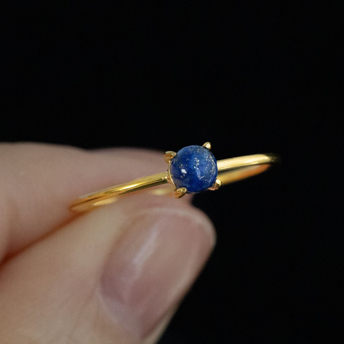 【瑠璃色】ラピスラズリ ラウンドリング（Silver925 18kgp）