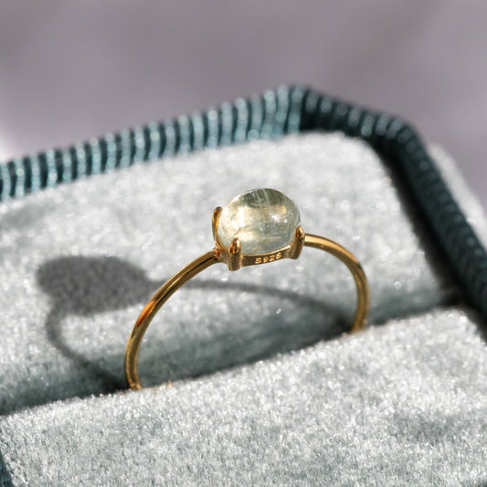 【希少】宝石質AAAアクアカイヤナイト オーバルリング（Silver925 18Kgp）