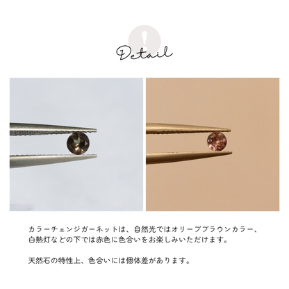 【神秘の輝き】宝石質カラーチェンジガーネット ラウンドリング（Silver925 18kgp）