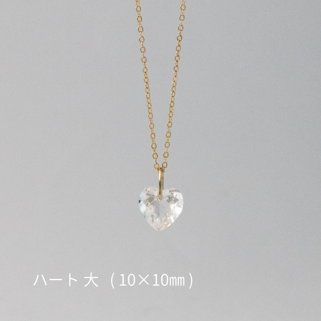 【14kgfネックレス】宝石質AAAクリスタル ハートシェイプネックレス