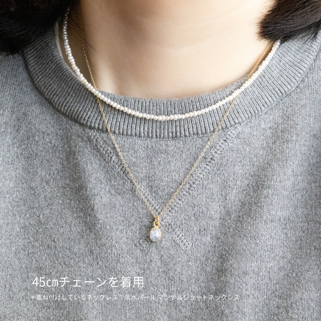 【14kgfネックレス】宝石質レインボームーンストーン オーバルネックレス