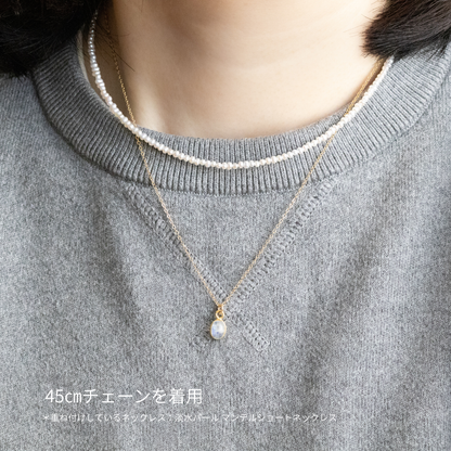 【14kgfネックレス】宝石質レインボームーンストーン オーバルネックレス