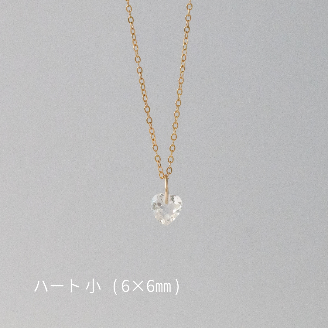 【14kgfネックレス】宝石質AAAクリスタル ハートシェイプネックレス