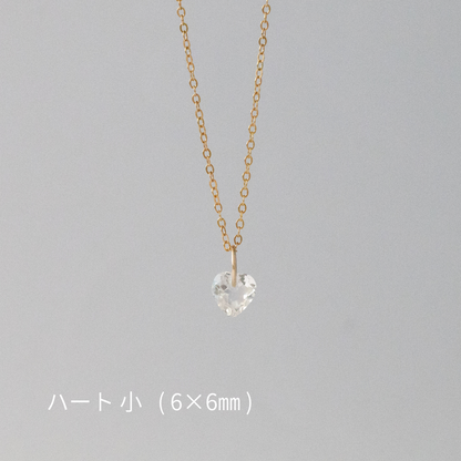 【14kgfネックレス】宝石質AAAクリスタル ハートシェイプネックレス