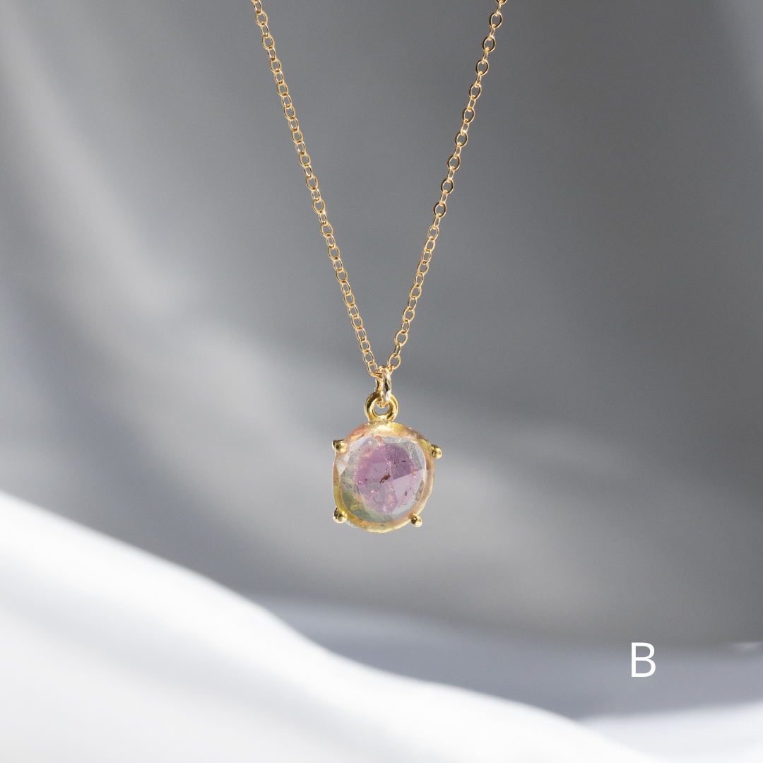 【3点限定】1点もの天然バイカラートルマリンネックレス（14kgf)